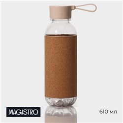 Бутылка для воды Magistro Cork, с элементами пробки, 610 мл, 7.5×7.5×22 см, пластик