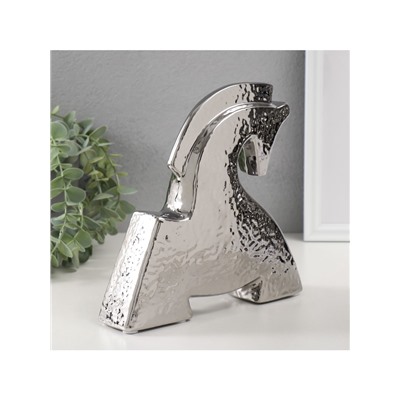 Фигурка керамика «Поклон коня», серебро, 5×20.5×20.5 см