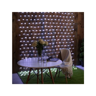 Гирлянда «Сеть» 2×3 м, IP44, УМС, тёмная нить, 384 LED, свечение белое, 220 В