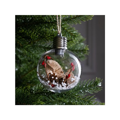 Ёлочный шар «Новый год», 1 LED, от батареек, свечение тёплое белое