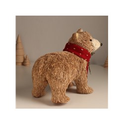 Фигурка «Медведь в вязаном шарфике с шишками и ягодками», 12×22×19 см