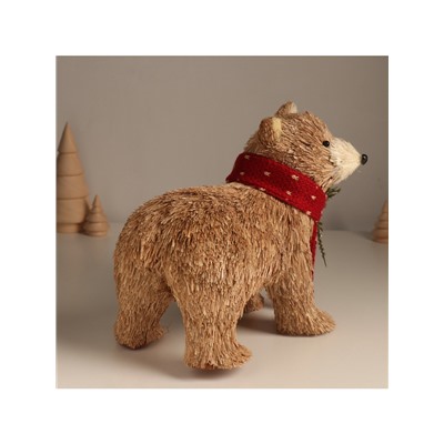Фигурка «Медведь в вязаном шарфике с шишками и ягодками», 12×22×19 см