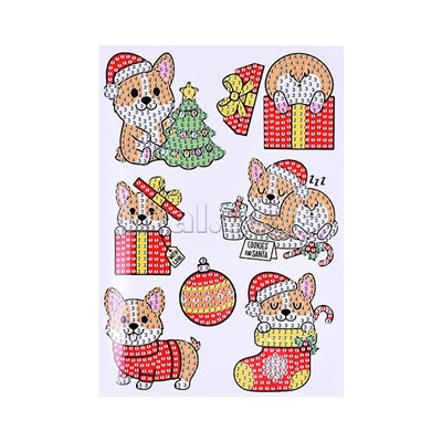 Мозаика алмазная "Новогодний корги" в коробке