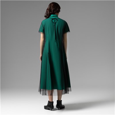 Платье-рубашка с накидкой из сетки, Стильное самообладание (2 в 1)