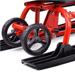 Игрушка Снегокат детский 111 "Mobile" с Т-образным толкателем и колесной базой (Котик на красном снегоходе)