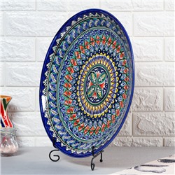 Ляган узбекский Риштанская керамика «Узоры», d=42 см, синий МИКС