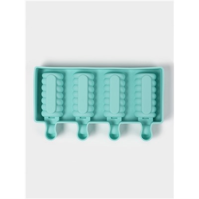 Форма для мороженого Доляна «Моника», силикон, 19.5×11 см, 4 ячейки (6.7×3.2 см), МИКС