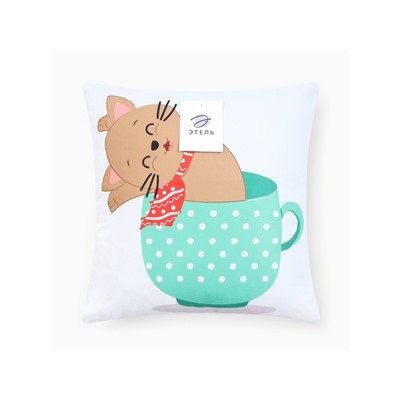 Наволочка декоративная новогодняя «Этель. Бирюзовая новогодняя чашка» 40×40 см