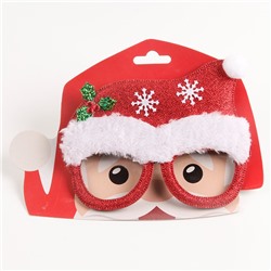 Очки новогодние карнавальные 1 шт. КОЛПАК СО СНЕЖИНКАМИ, размер универсальный
