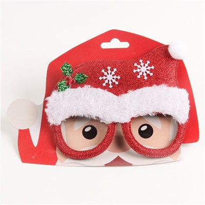Очки новогодние карнавальные 1 шт. КОЛПАК СО СНЕЖИНКАМИ, размер универсальный