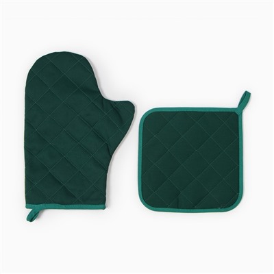 Набор кухонный «Этель. Пасхальный кролик»: варежка-прихватка 20×28 см, прихватка 19×19 см,100% хлопок