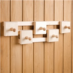 Вешалка для бани и сауны «Гармония», деревянная, настенная, 5 крючков, «Добропаровъ»