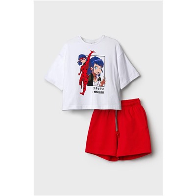 Комплект трикотажный для девочек: фуфайка (футболка), шорты PLAYTODAY, 1241359