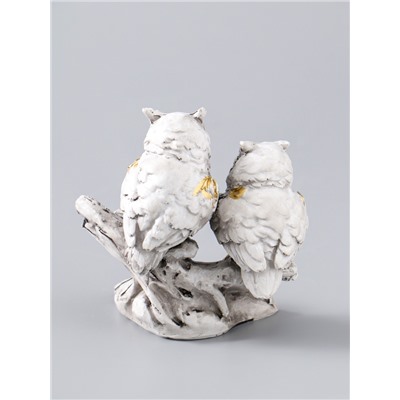 УЦЕНКА Сувенир полистоун "Белые филины на коряге" 5х9х8,5 см