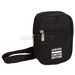 Сумка через плечо "Limited Edition. Uno Black" 13x18x5 см, матовый полиэстер с водоотталкивающей пропиткой, подклад, отделение на молнии, передний карман на молнии, задний открытый карман, 2 внутренних кармана, 2 варианта крепления лямок, аппликация из ка