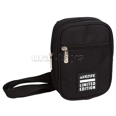 Сумка через плечо "Limited Edition. Uno Black" 13x18x5 см, матовый полиэстер с водоотталкивающей пропиткой, подклад, отделение на молнии, передний карман на молнии, задний открытый карман, 2 внутренних кармана, 2 варианта крепления лямок, аппликация из ка