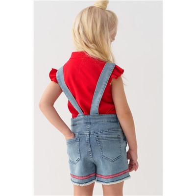 Полукомбинезон текстильный джинсовый для девочек PLAYTODAY, 1240247