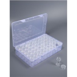 Органайзер для хранения мелочей, 60 баночек, в контейнере, 28×17×5.5 см, прозрачный