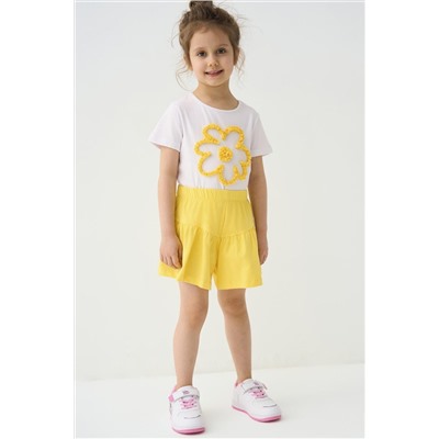 Комплект трикотажный для девочек: фуфайка (футболка), шорты PLAYTODAY, 1240042