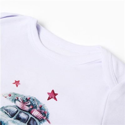 Боди детское MINAKU New Year's cars, рост 80-86 см, белое