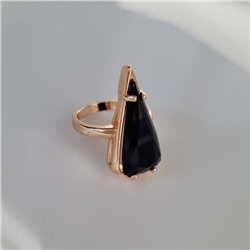 Кольцо 18 р ювелирная бижутерия коллекция "Дубай", покрытие позолота, вставка: фианит, цвет: черный, арт.414.149-18