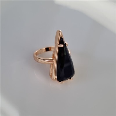 Кольцо 19 р ювелирная бижутерия коллекция "Дубай", покрытие позолота, вставка: фианит, цвет: черный, арт.414.149-19