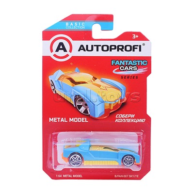Машинка коллекционная 1:64, Серия Fantastic Cars, голубой/желтый