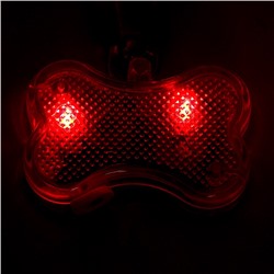 Маячок-адресник «Косточка» с наклейкой под записку 3 режима свечения красный