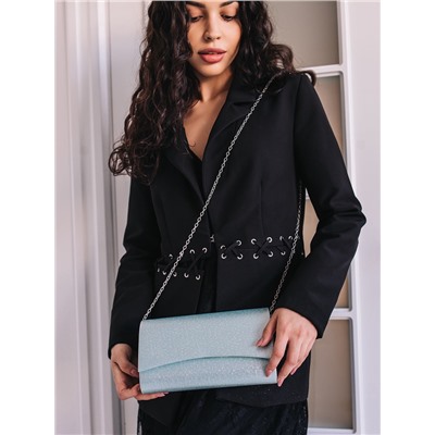 Сумка-клатч женская вечерняя на магните, на цепочке, мерцающая, голубая