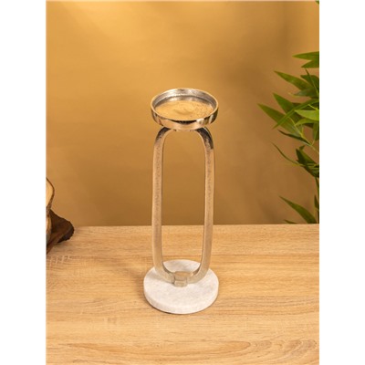 Подсвечник «Эллипс», 10×10×30 см, d=7.5 см, алюминий, мрамор