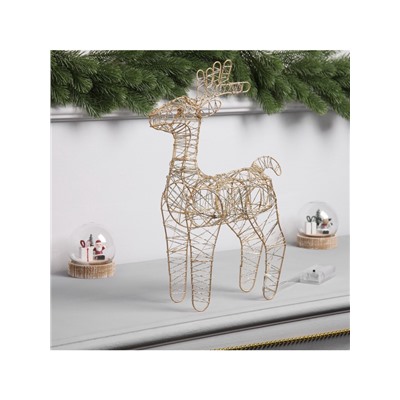Светодиодная фигура «Олень бежевый» 35×19×8 см, 20 LED, батарейки ААx2 (не в комплекте), свечение теплое белое