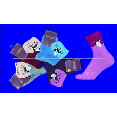 МИНИBS термоноски женские внутри махра Олени со слабой резинкой арт. 1680