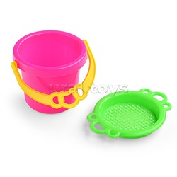 Песочный набор № 155 (ведро 0,8 л , сито,  совок 19 см, грабли 19см, лейка 0,4л)