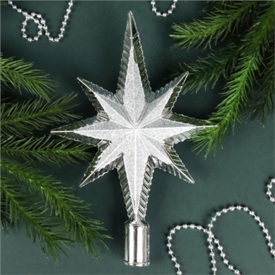 Верхушка на елку Звезда 23 см серебро / J6308-2 /уп 96/