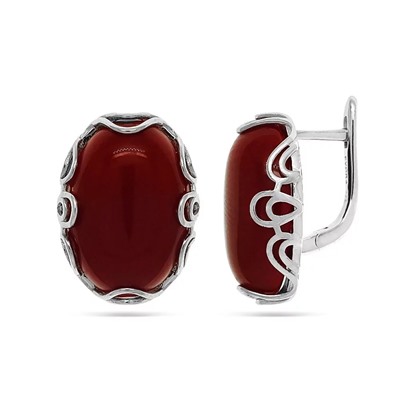 Серьги из серебра сердолик, МЦВ218