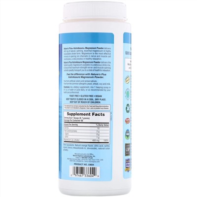 Nature's Plus, Kalmassure, порошкообразный магний, со вкусом апельсина, 400 мг, 522 г (1,15 фунта)