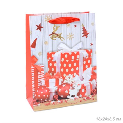 Пакет подарочный 18х24х8.5 / 362-92-S /уп 12/720/Новый год