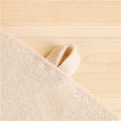 Коврик - сидушка для бани и сауны, 44×34 см, 70% полиэфир, 30% шерсть, белый, «Добропаровъ»