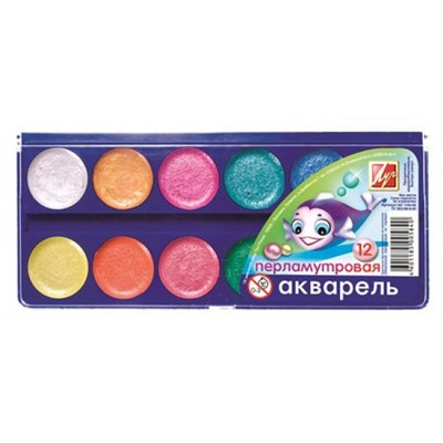 Краски акварельные медовые 12цв "Перламутр" без кисти пласт.уп 16С1105-08 Луч