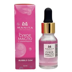 MANITA Масло сухое для ногтей и кутикулы укрепляющее с шиммером, бабл гам, 15 мл 24512
