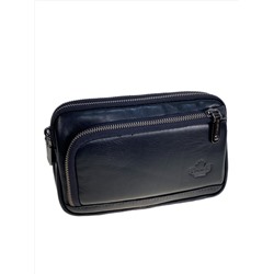 Сумка мужская на пояс из натуральной кожи, цвет черный