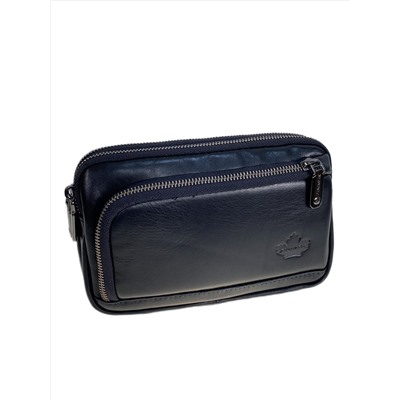 Сумка мужская на пояс из натуральной кожи, цвет черный