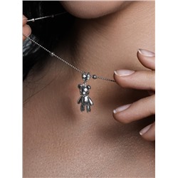 Подвеска из серебра с фианитами родированная - Мишка п-009р