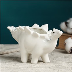 Горшок для цветов «Динозавр стегозавр» керамический, 200 мл, 19×8×10 см, на ножках, белый, Greengo