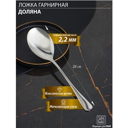 Ложка гарнирная из нержавеющей стали Доляна, h=25 см, толщина 2.2 мм, 410 сталь
