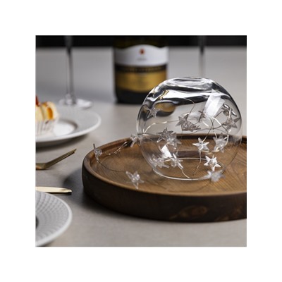 Гирлянда «Нить» 2 м роса с насадками «Снежная звезда», IP20, серебристая нить, 20 LED, 2 режима, батарейки ААх2 (нет в комплекте), свечение тёплое белое