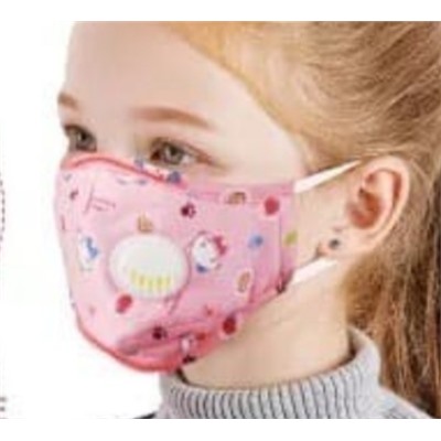 Маска-респиратор детская с клапаном, голубая