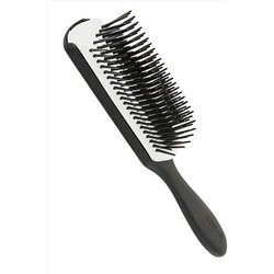Denman Расчёска массажная, 7 рядов, пластик, черно-белый, 18 см KRISTALLER, 1201382
