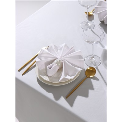 Набор салфеток с декоративными кольцами White pleasure, 40×40 см - 4 шт., 100% хлопок, саржа 190 г/м²