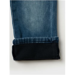 Полукомбинезон текстильный джинсовый утепленный флисом для девочек